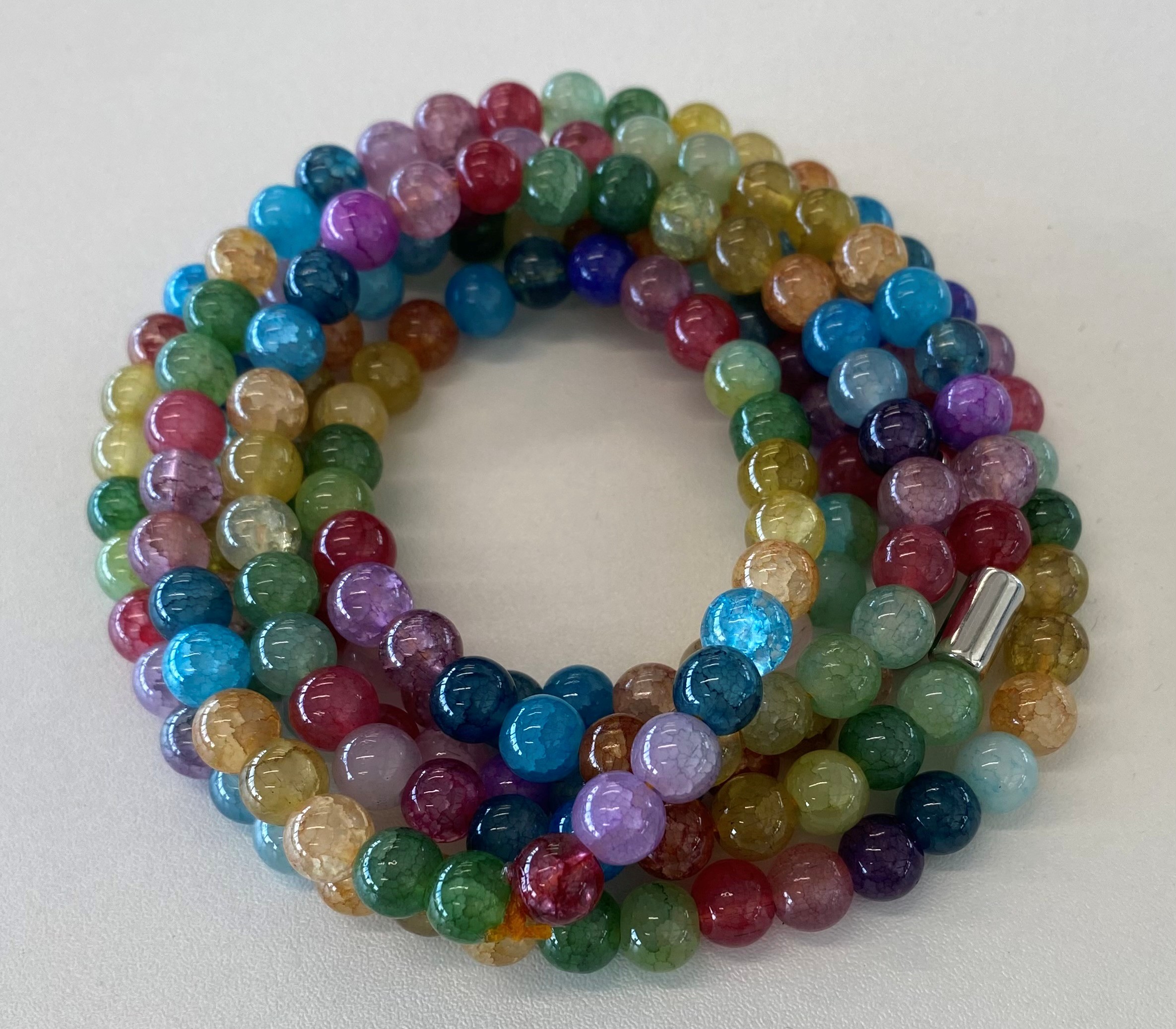 Long Beaded Necklace   Marble Beads - Handmade Jewellery